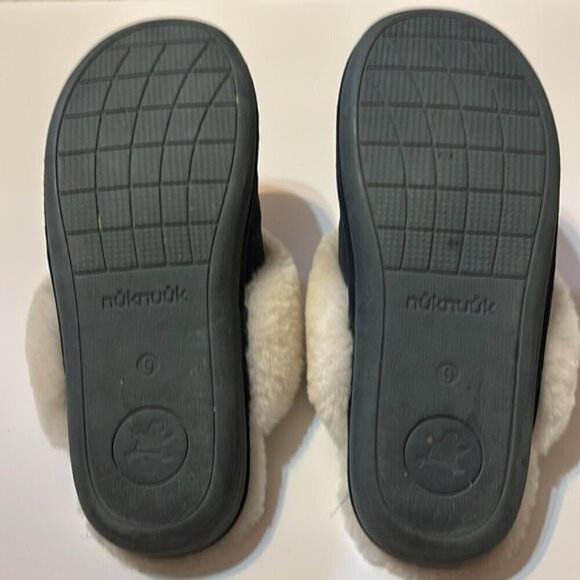 Nuknuuk “Joy” navy blue suede slip-on slippers  size 9 - Picture 5 of 9